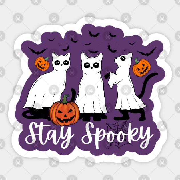 Stay Spooky Halloween Cats Funny Cat Ghost Pumpkin Sticker by Illustradise